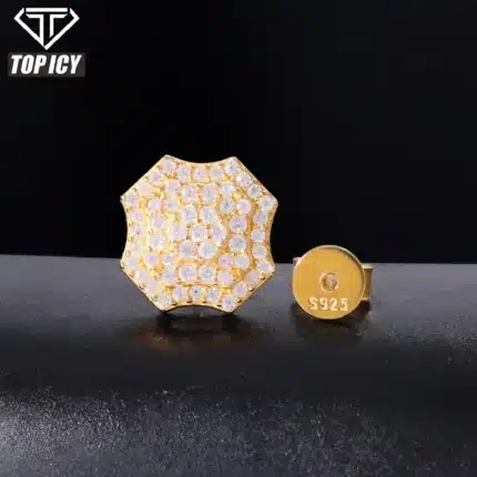 Hip Hop 925 Silver Push Back Bolt Stud Earrings VVS Moissanite Diamond Iced Out Geometric Jewelry 100% Pass Diamond Test